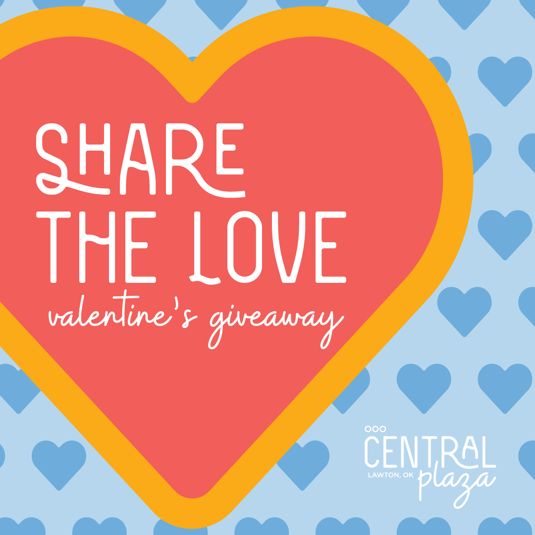 Share the love in a red hear bordered in orange