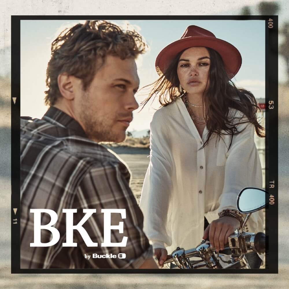 Two models wearing Buckle BKE apparel