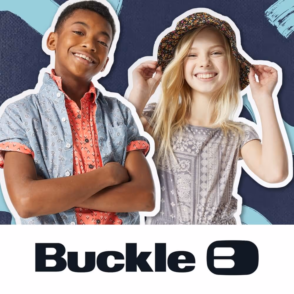Two school aged kids wearing Buckle apparel