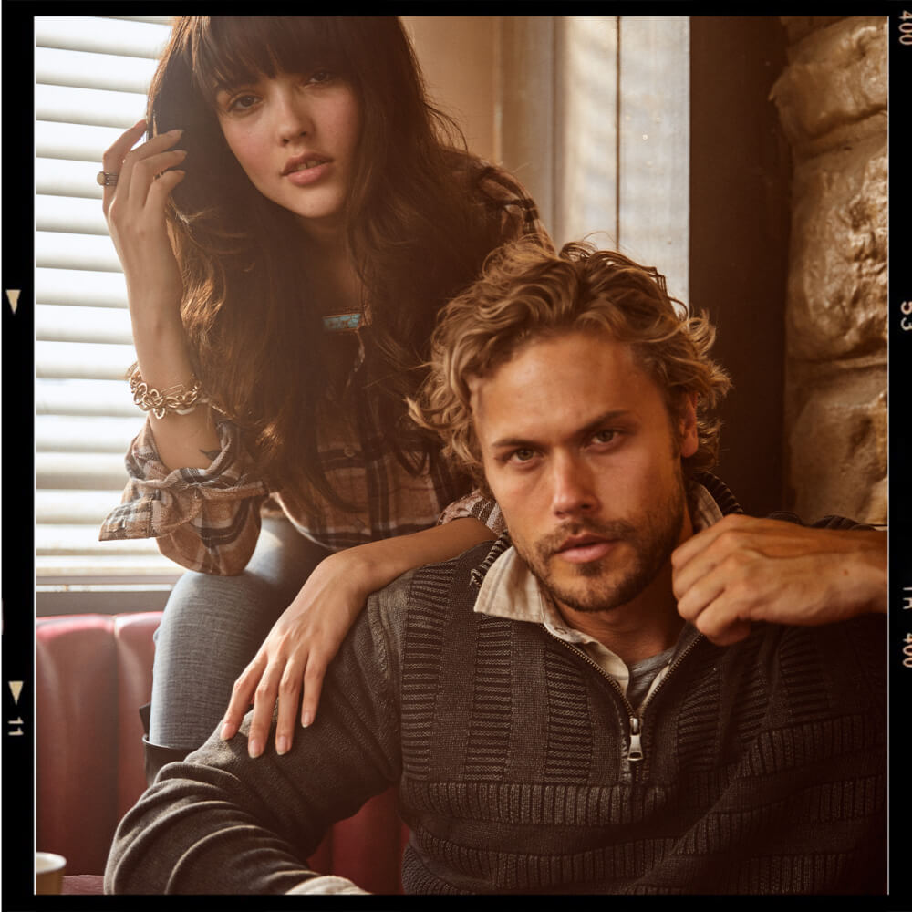 Models wearing Buckle apparel