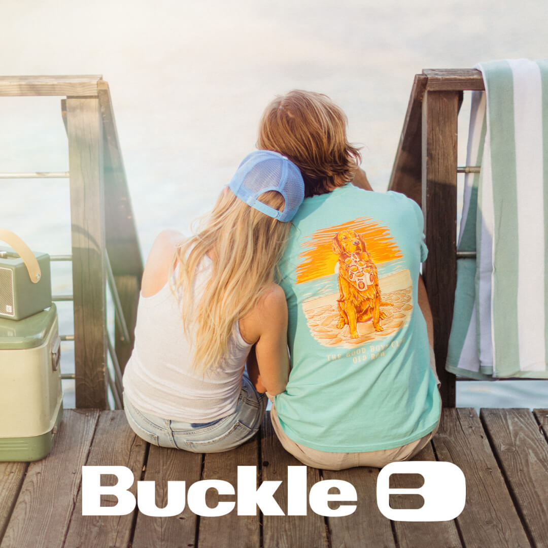 Young couple wearing Buckle summer apparel