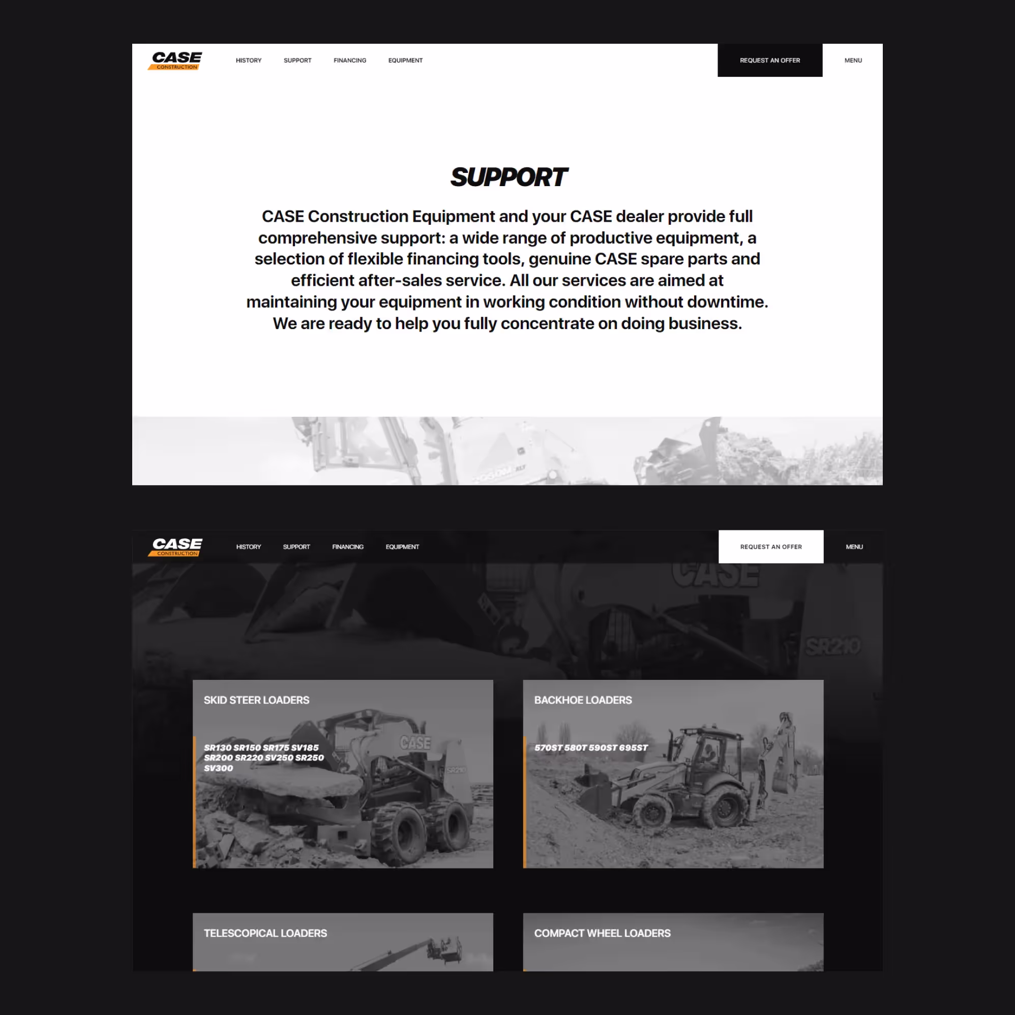 Дизайн и разработка сайта-каталога компании, которая производит крупногабаритную строительную технику, экскаваторы, бульдозеры, погрузчики и т.п. | Кейс дизайнера mdh.graphics