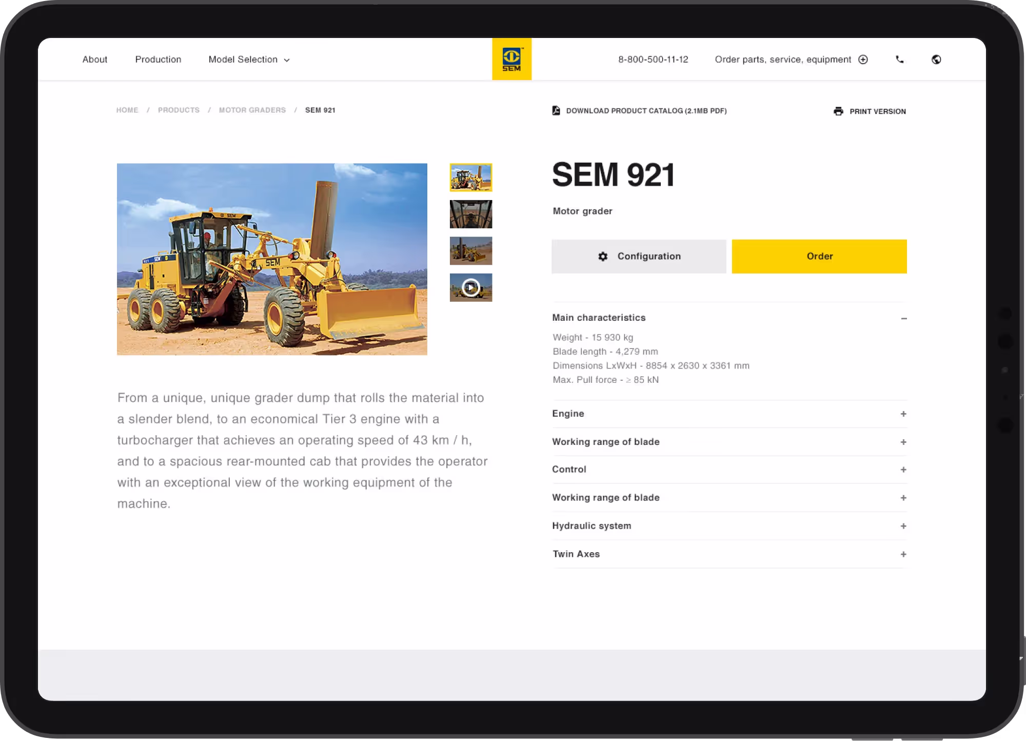 Дизайн корпоративного сайта-каталога компании, производителя специализированной строительной техники SEM | Кейс дизайнера mdh.graphics