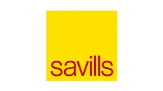Savills company logo with red text on a yellow square background.