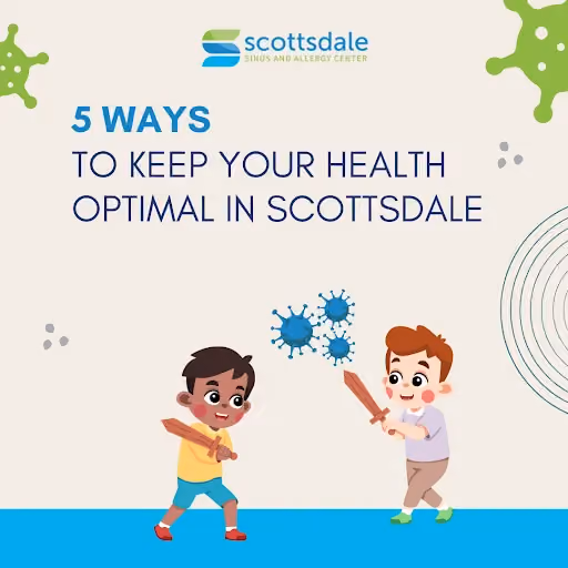 Kids playing outdoors with illustrated germs, emphasizing back-to-school health in Scottsdale.