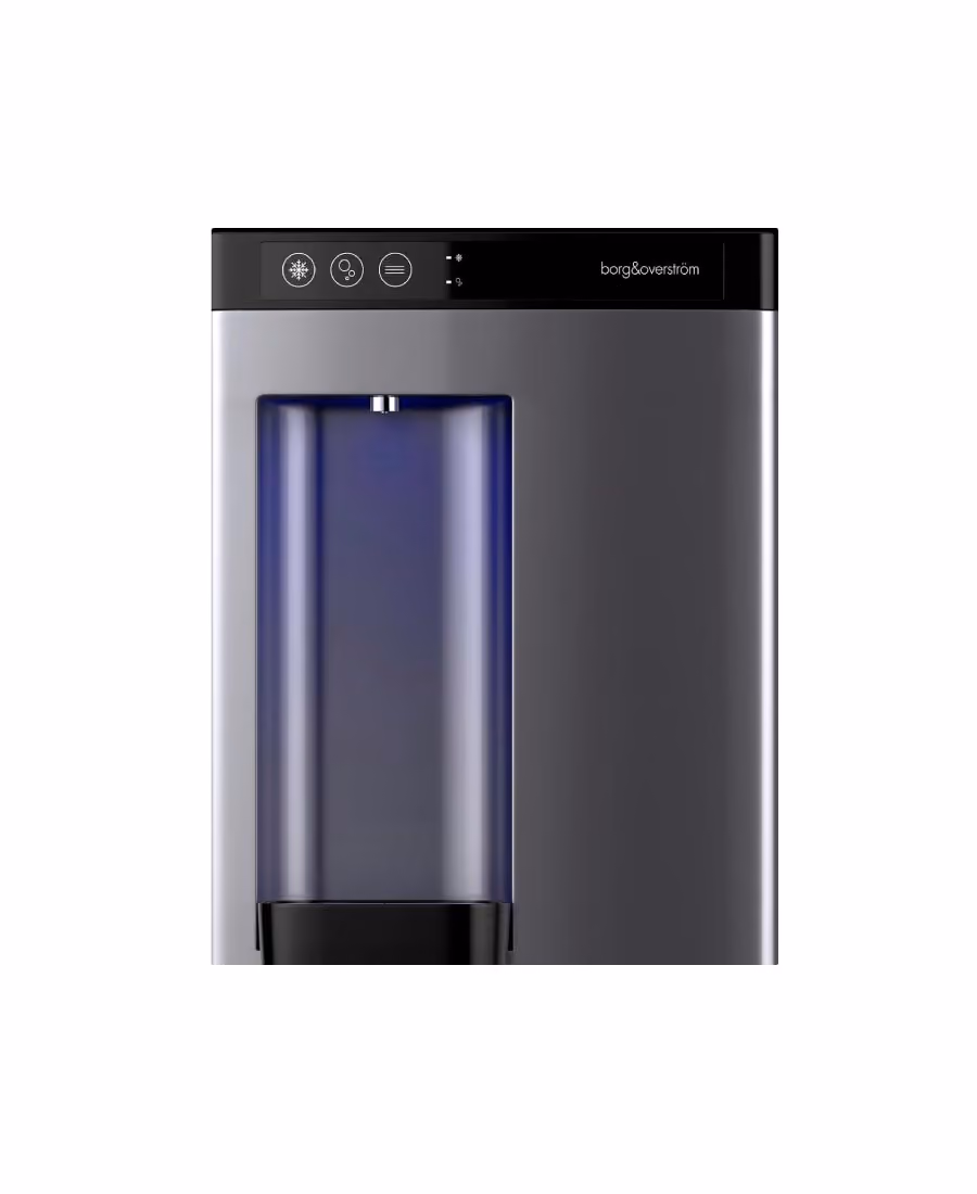 Borg & Overström B4 countertop water dispenser in silver, front view