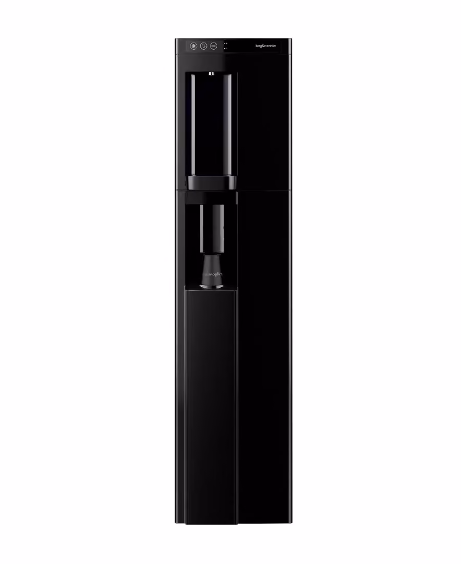 Borg & Overström B4 floor-standing water dispenser in black, front view