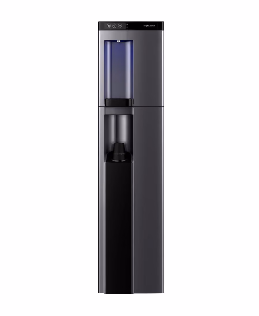 Borg & Overström B4 floor-standing water dispenser in silver, front view