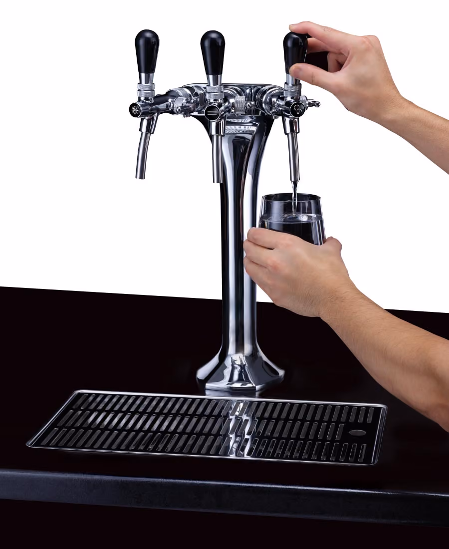 Filling a glass of water from the Borg & Overström U2 tap