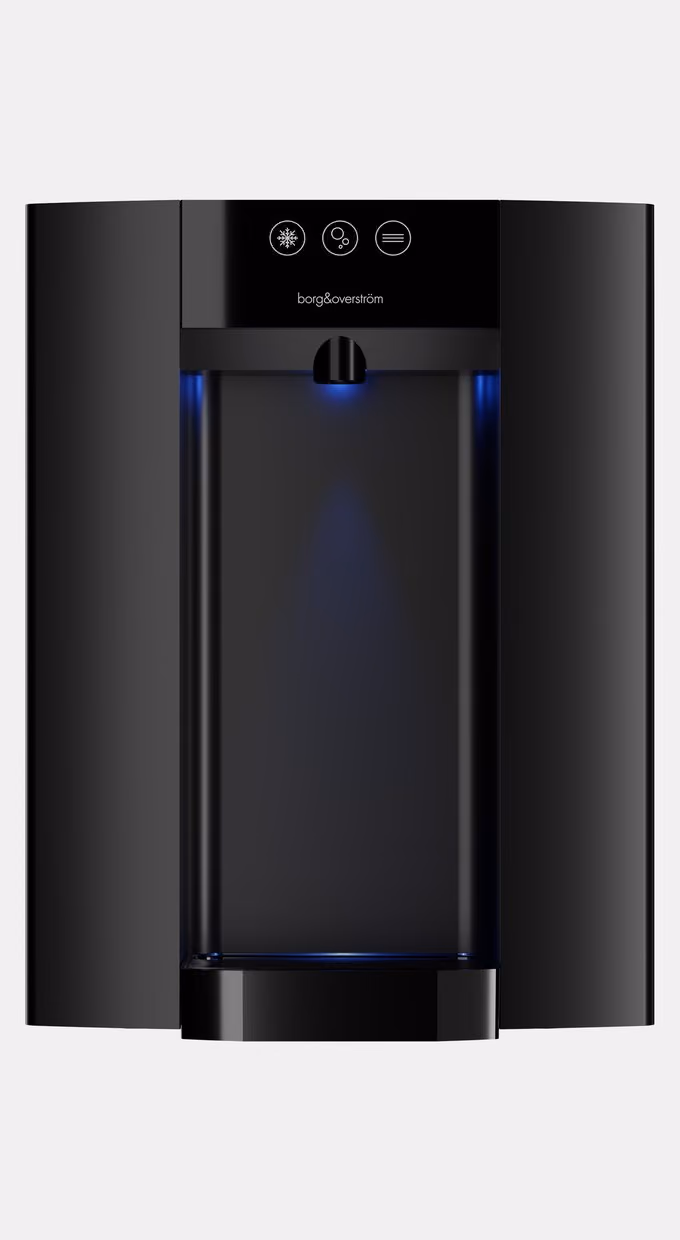 Borg & Overström E4 countertop water dispenser in black, front view