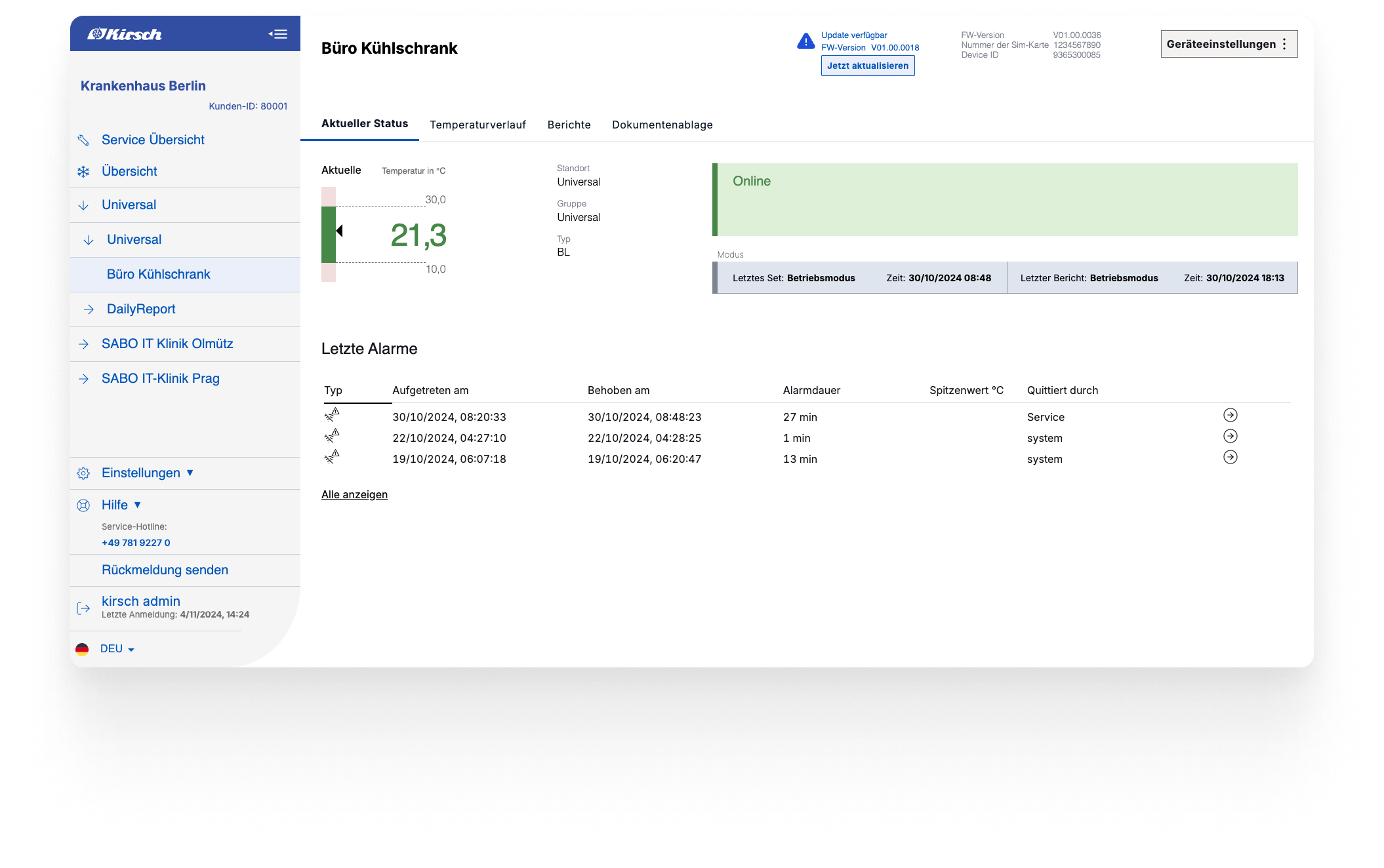 SABO Mobile IT - IoT-Plattform zur Überwachung und Verwaltung von Kühlschränken für medizinische Zwecke
