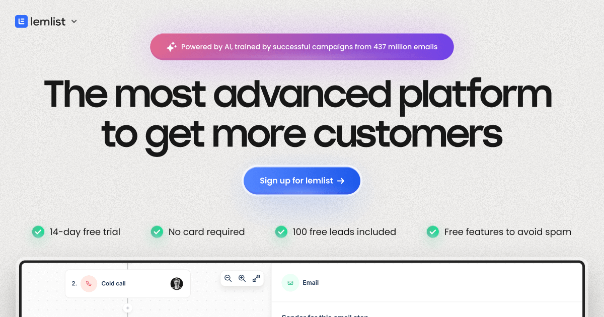 Sign-up for lemlist | 14-day free trial | No card required