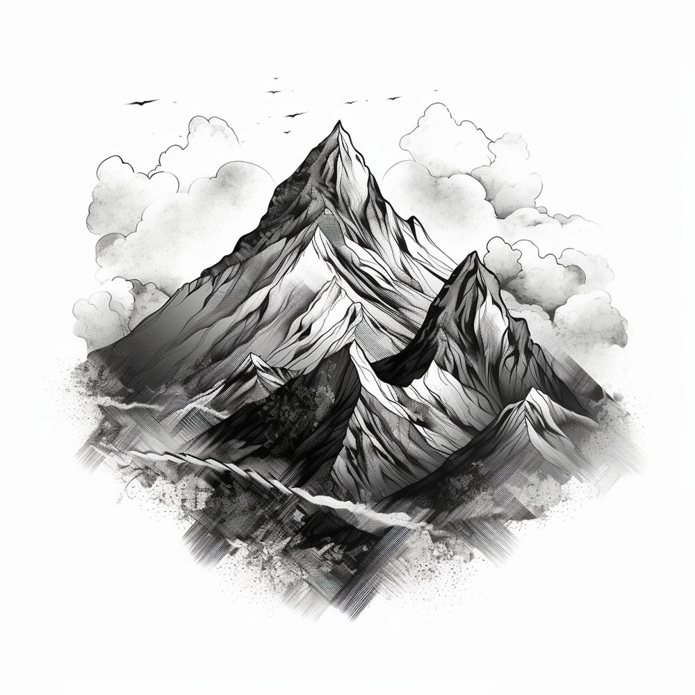 An artistic representation of a mountain