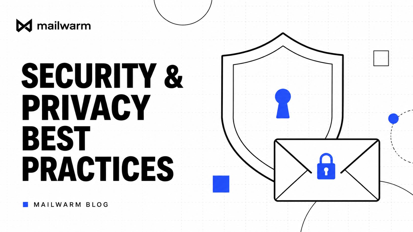 A graphic depicting a digital shield and an envelope with a lock representing email security and privacy.