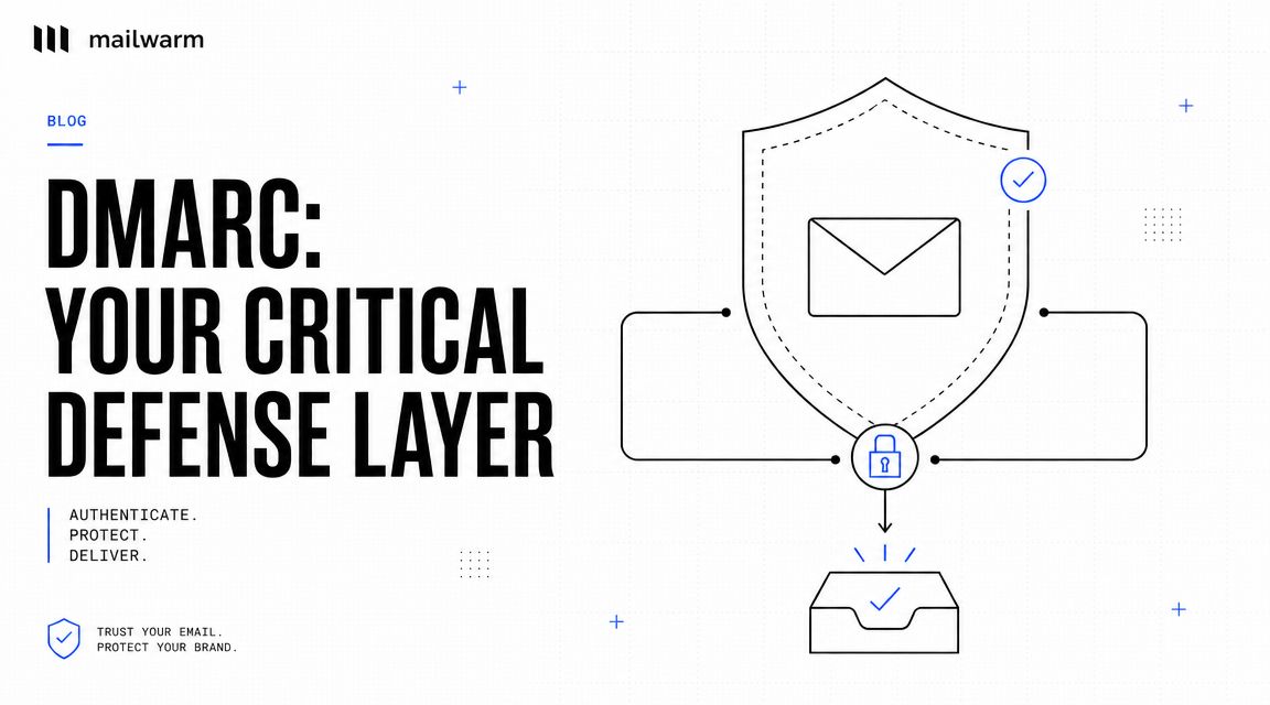 A graphic depicting a shield protecting an email icon, representing DMARC as a critical email security layer.