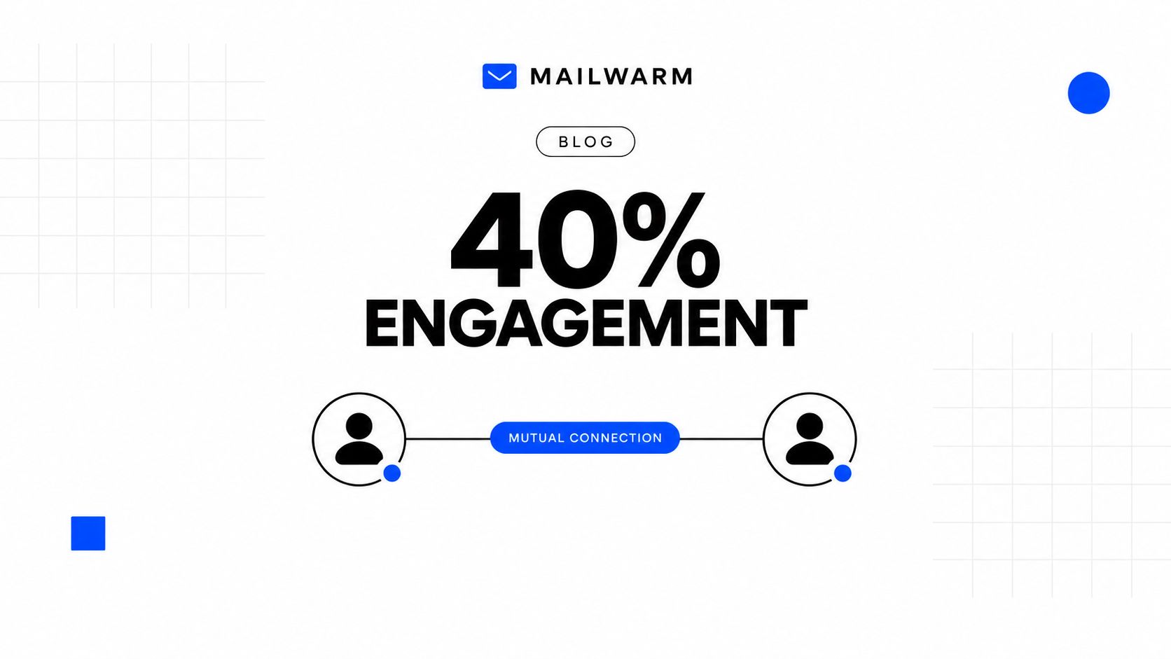 A graphic design by Mailwarm illustrating forty percent engagement with icons of two people having a mutual connection.