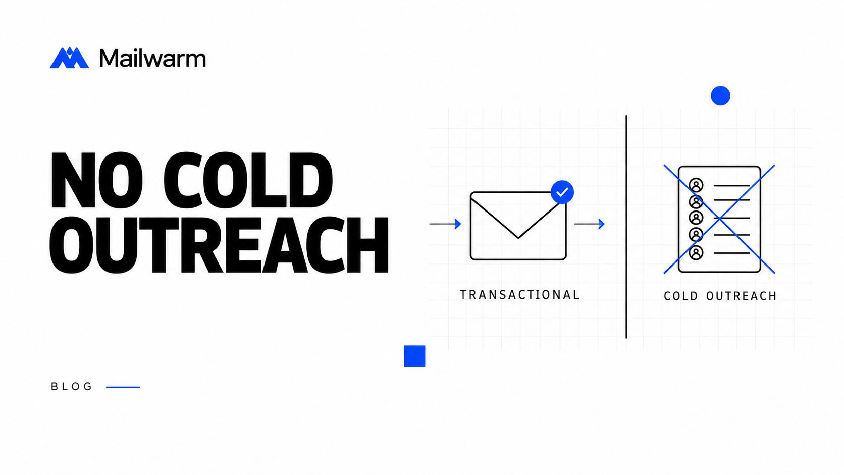 A Mailwarm graphic illustrating a preference for transactional email over traditional cold outreach strategies for deliverability.