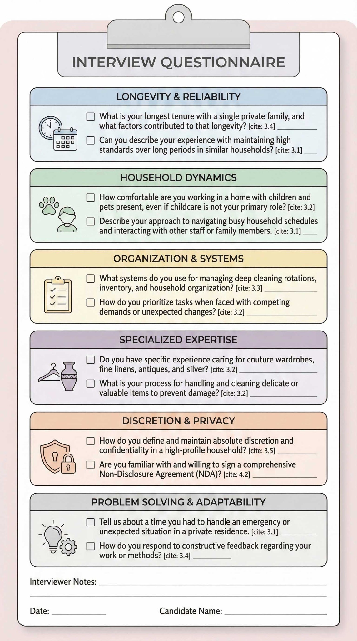 HNW Housekeeper Interview Questionnaire