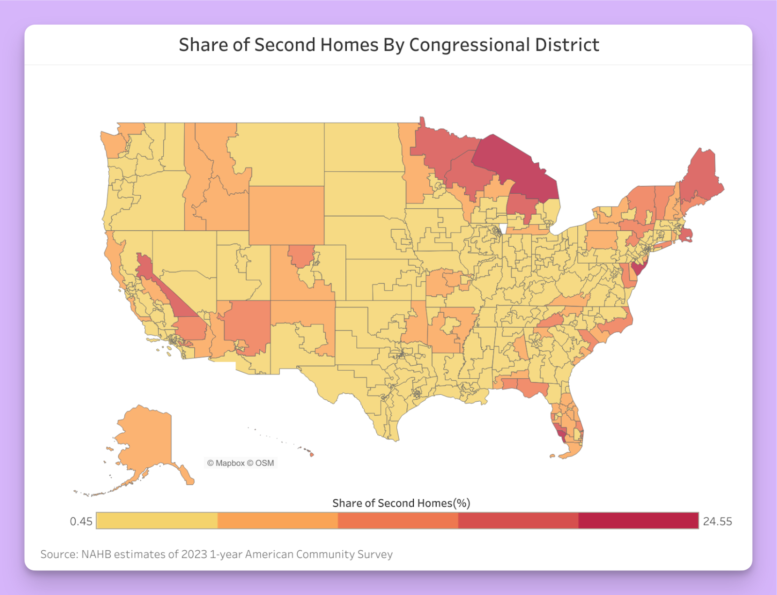 Share of Second Homes By Congressional District