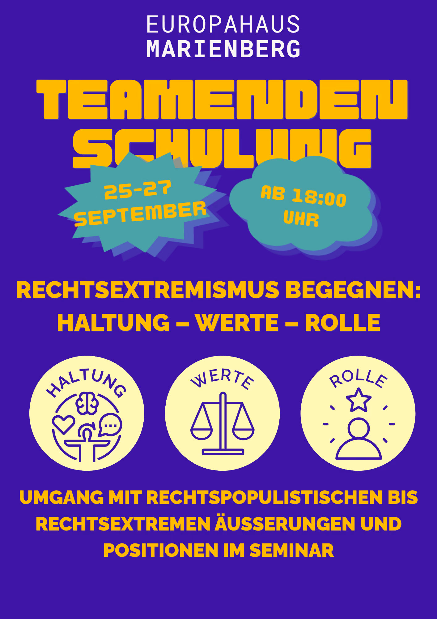 Teamendenschulung: Rechtsextremismus begegnen: Haltung – Werte – Rolle