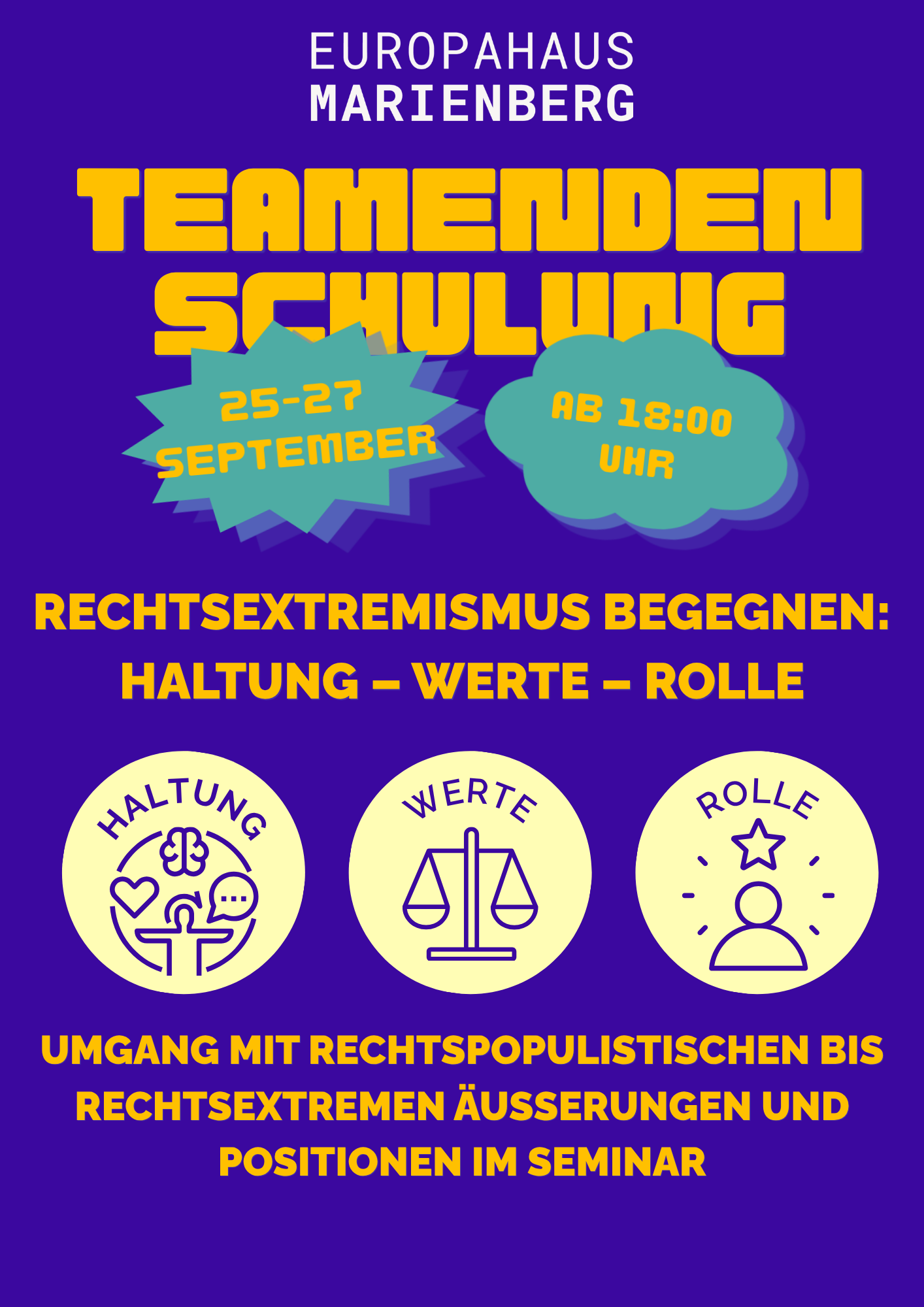 Teamendenschulung: Rechtsextremismus begegnen: Haltung – Werte – Rolle