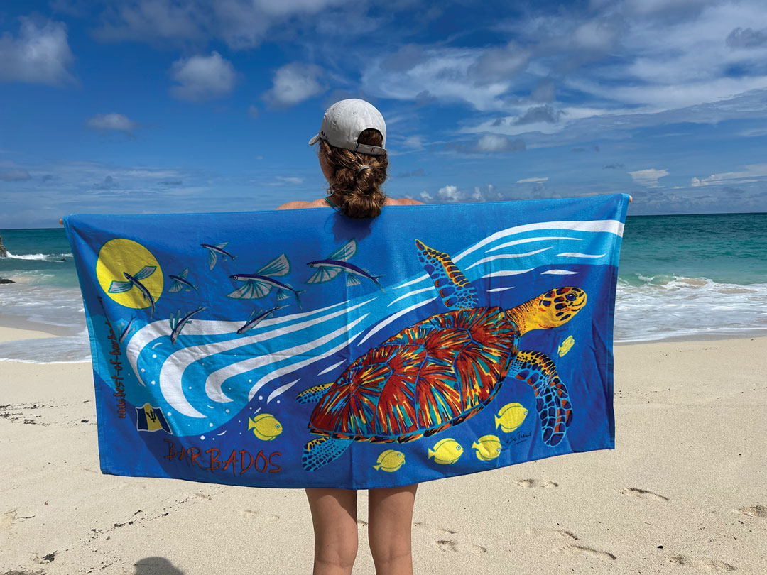 Best of Barbados beach towel with original artwork