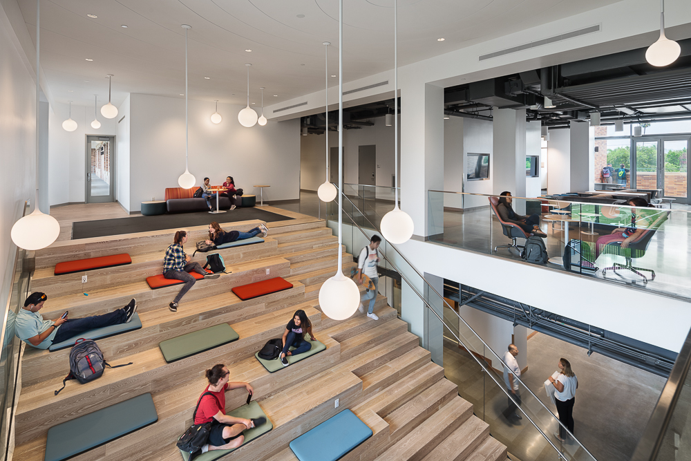 Chapman Keck Center: Seamless acoustical plaster ceiling in a university science and engineering building in Orange, California