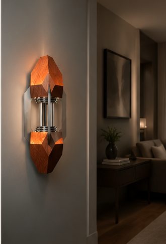 Prism sculptural wooden wall light
