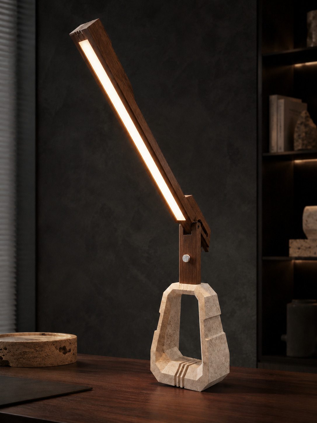 Hightower sculptural wooden desk lamp
