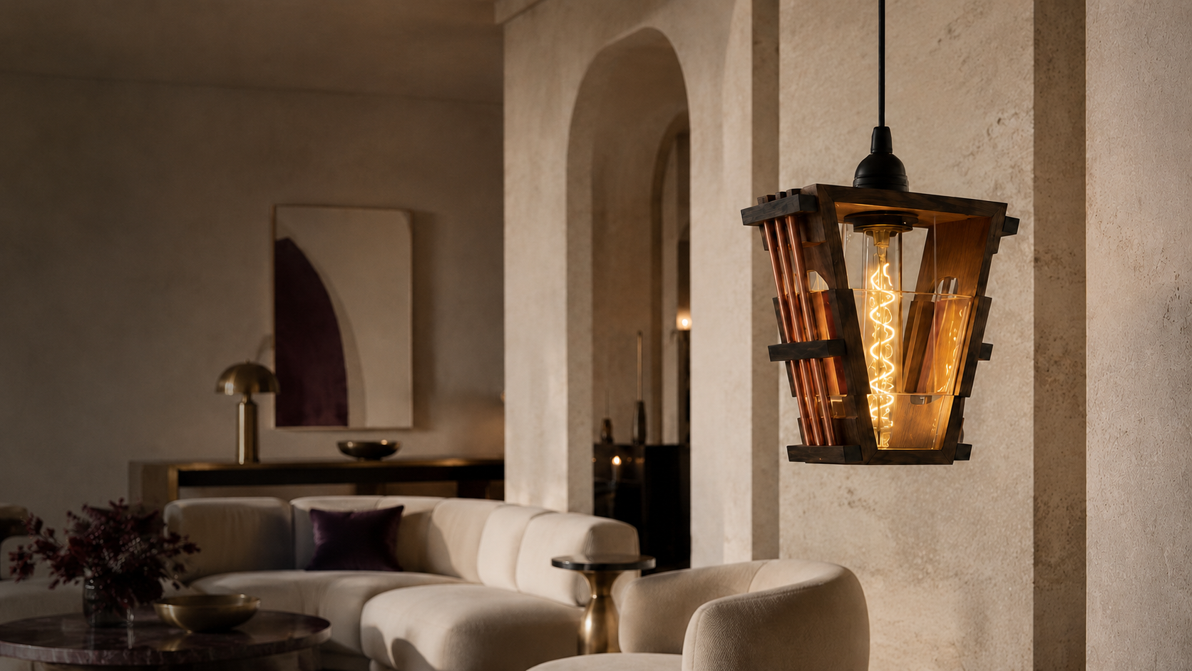 Heart sculptural light fixture by Glow Fixtures in a luxury interior