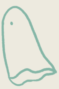 A cute ghost rushes across the graveyard