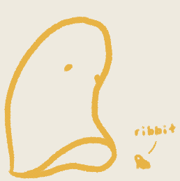A cute ghost looks down at a ribbiting frog