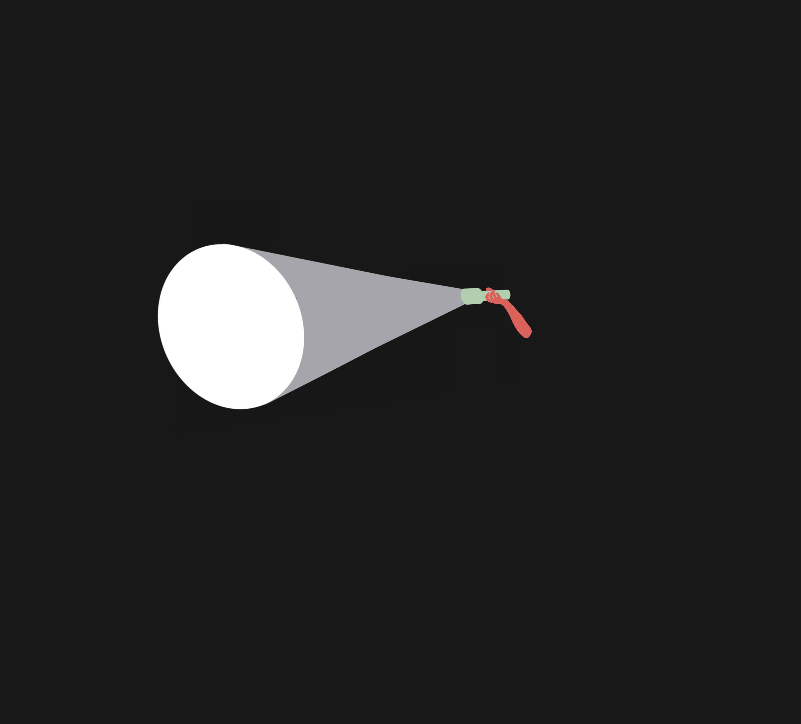 A colorful drawing of a girl holding a flashlight, which illuminates the words "What do I want to illuminate above all"