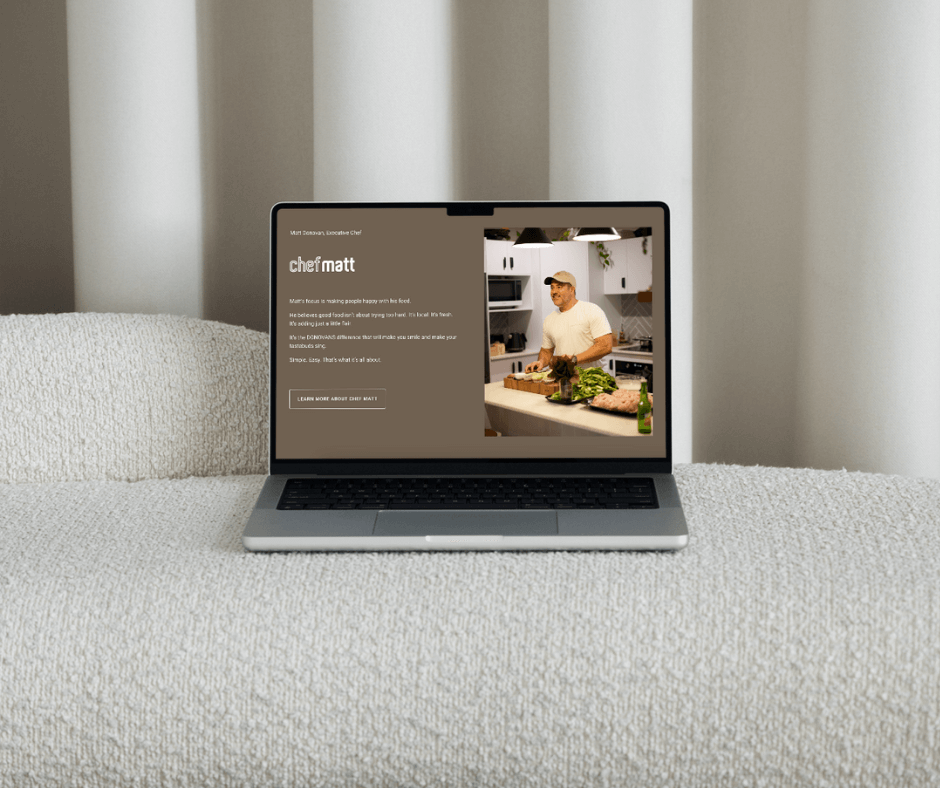 Donovan's Venues website on a laptop with a neutral background