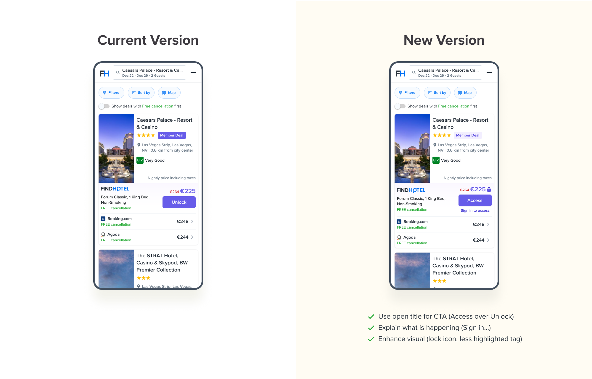 Changes in search page