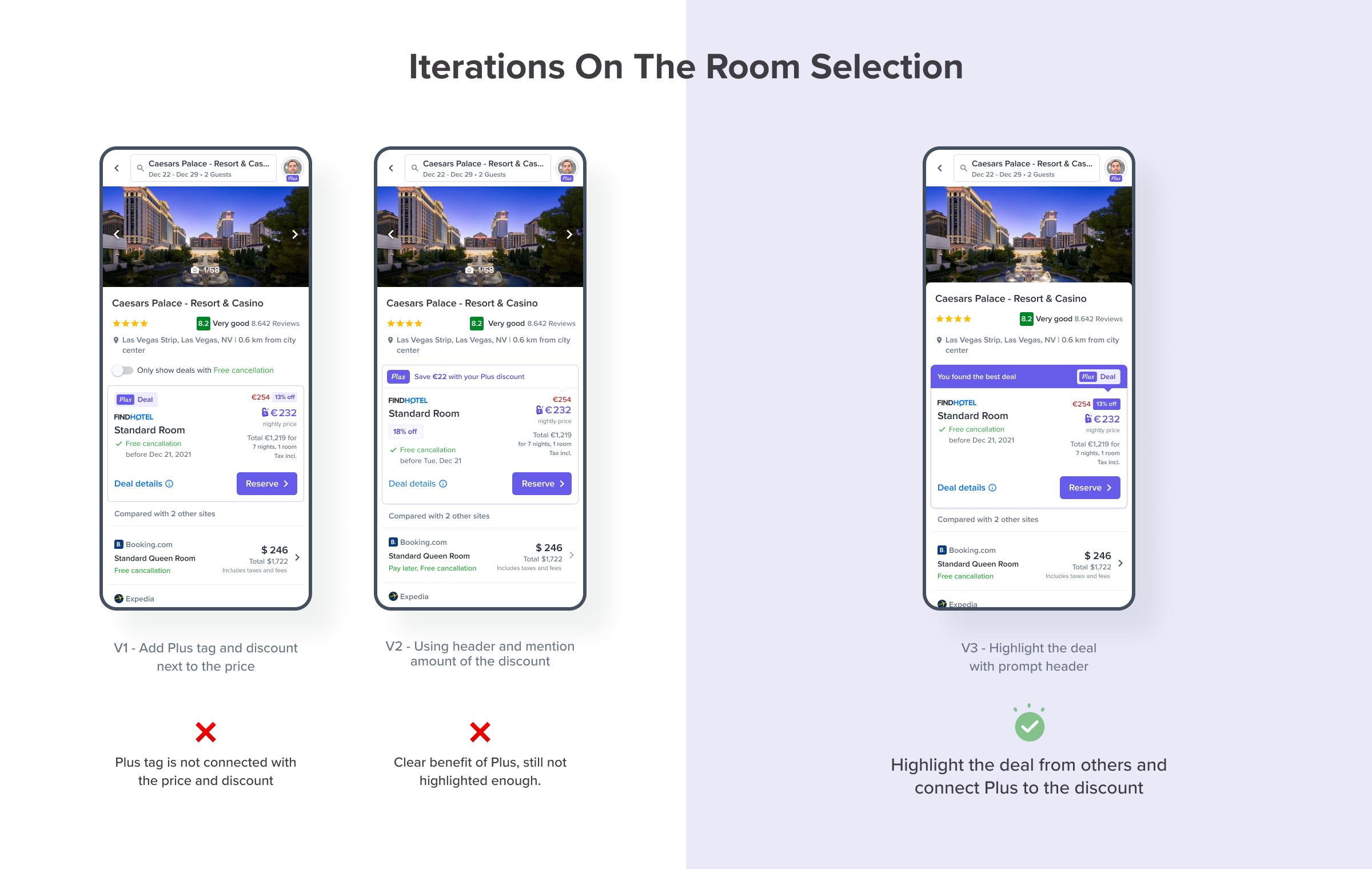Iterations on Room Selection