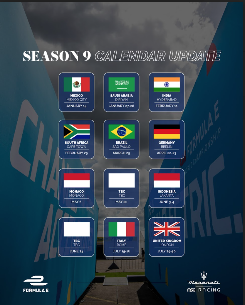 formula-e-reveals-updated-season-9-calendar-maserati-msg-racing