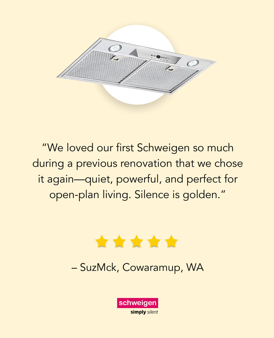 Quiet, powerful, and perfect for open-plan living—see why homeowners like SuzMck choose Schweigen UM1170-6S again and again.

🔗For more inf
