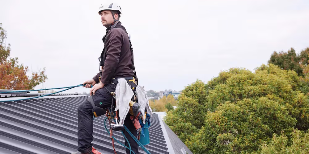 Apartment roof access window cleaning