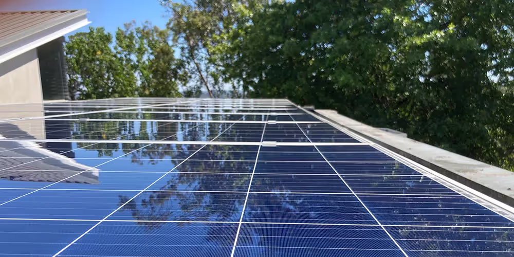 Clean solar panels after professional solar panel cleaning with improved surface clarity.