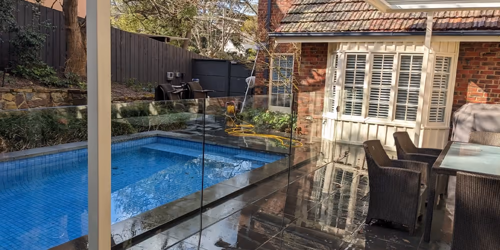 Cleaning poolside outdoor deck
