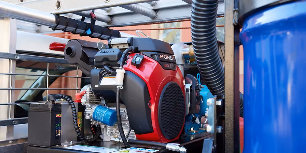 Professional gutter cleaning equipment used for debris removal and maintenance service.