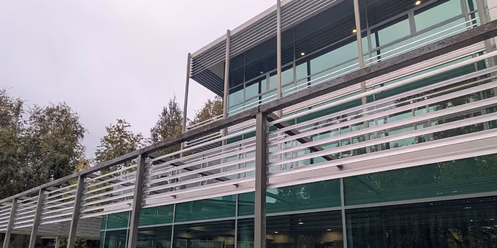 Exterior window and façade cleaning services for an aged care facility, maintaining clean glass and building exteriors.