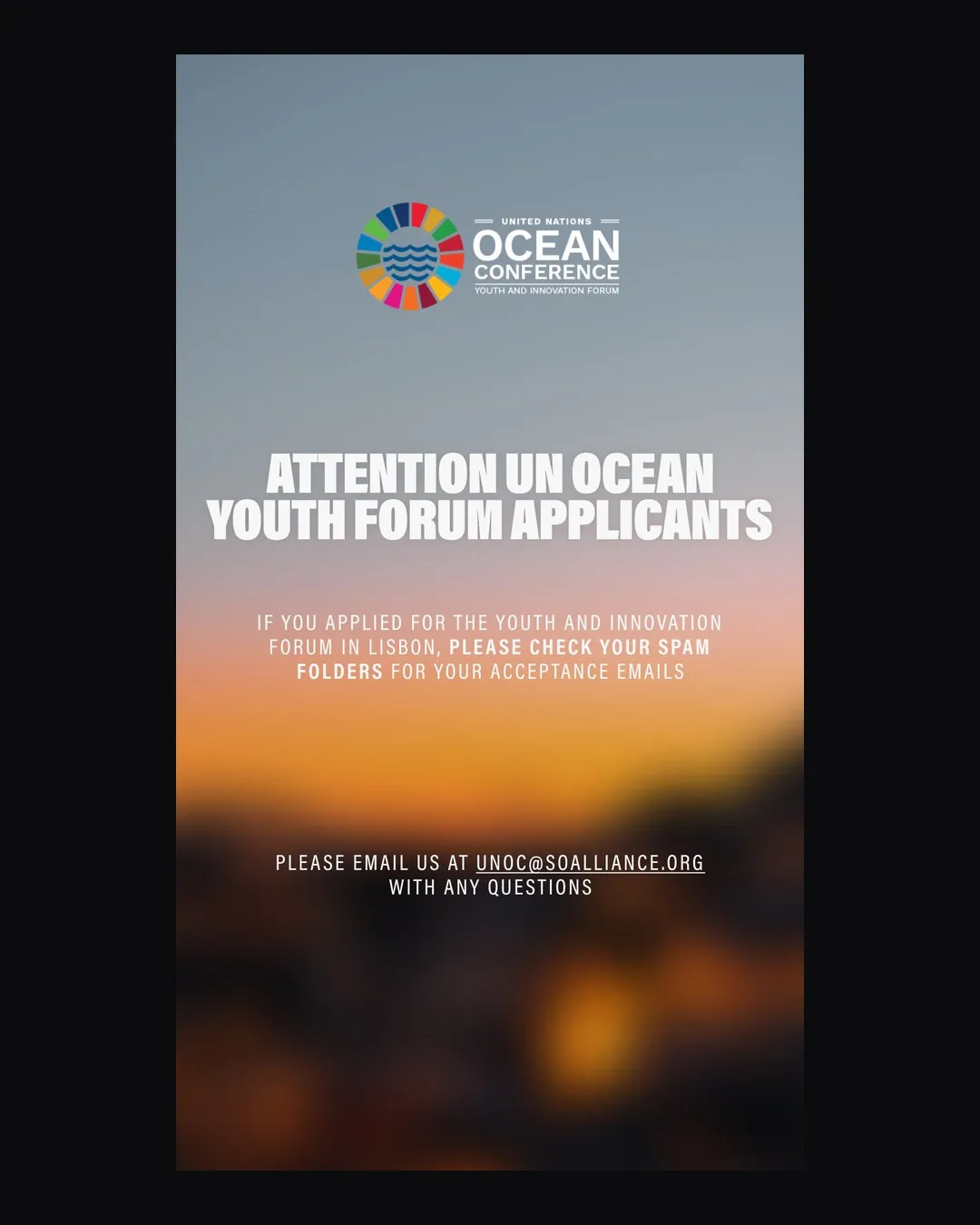 Story: Attention UN Ocean Youth Forum applicants, please check your spam folders for your acceptance emails