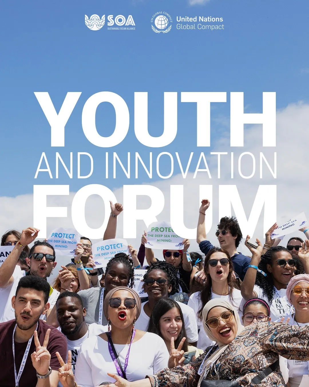 Recap slide: Youth and Innovation Forum, over a crowd of delegates