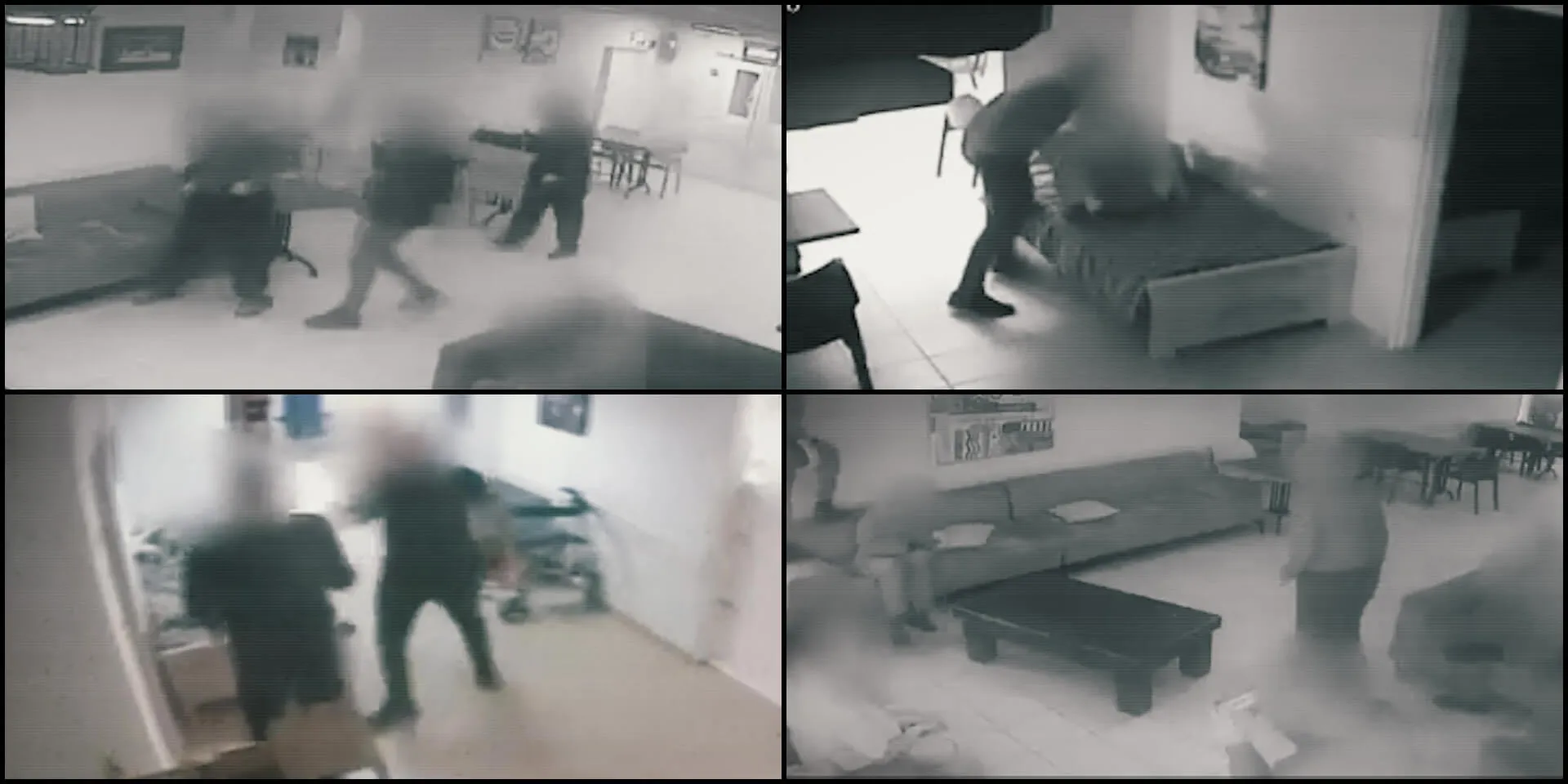 אלימות כלפי חוסים במוסדות שונים. צילומי מסך מתוך מצלמות אבטחה