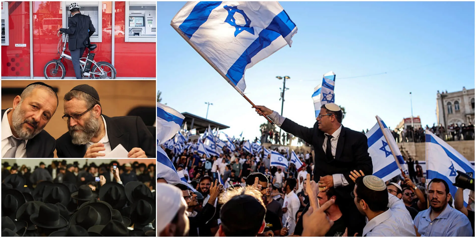 MK Itamar Ben-Gvir (right) and MK Aryeh Deri with MK Moshe Gafni. Photos: Reuters, Bea Bar Kallos
