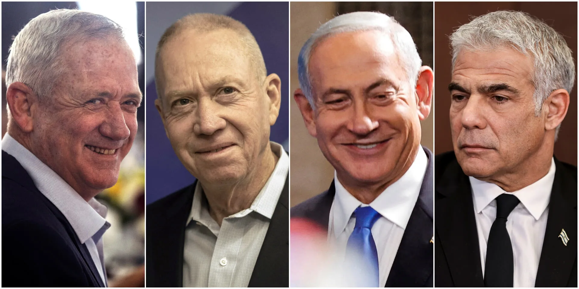 לפיד (מימין), נתניהו, גלנט וגנץ. צילומים: רויטרס. אינפוגרפיקה: נעם תמרי