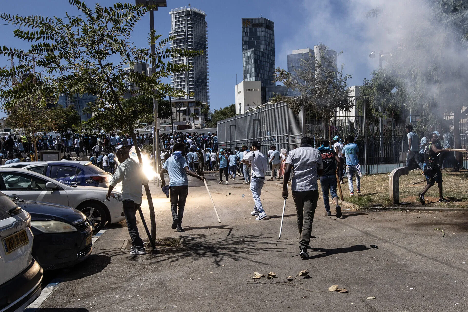 מהומות האריתריאים ביום שבת בתל אביב. צילום: רויטרס