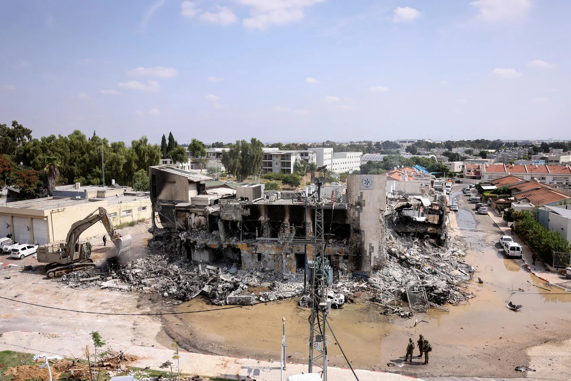 The police station that was destroyed, morning after the attack. Photo: Reuters